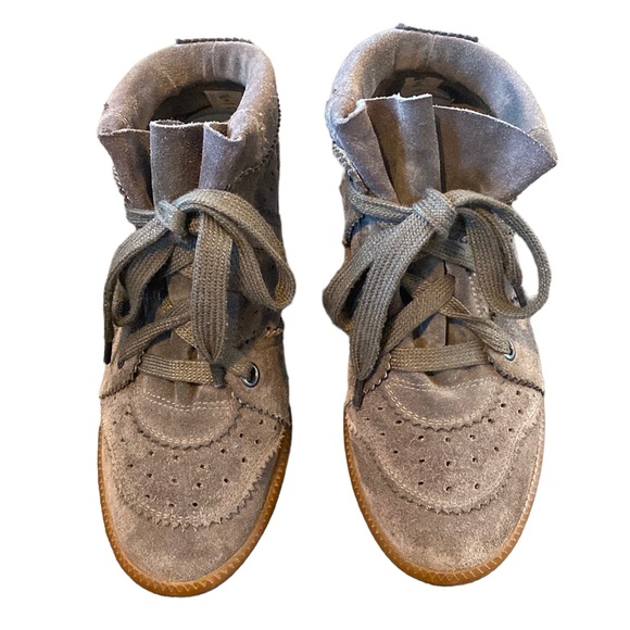 Isabel Marant Bobby Leather Sneakers Suede Nubuck Ankle Lace Up Booties 38 8 - Picture 4 of 14